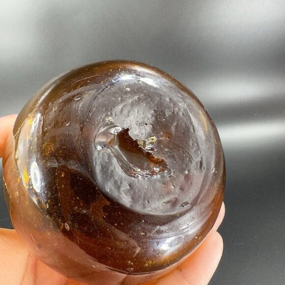Vintage Egyptian Dark Amber Glass Vase Vessel Hand Blown With Handles Glass Vase - Picture 9 of 16